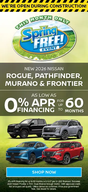 2026 Nissan rogue, Pathfinder, Murano & Frontier Spring Free Event